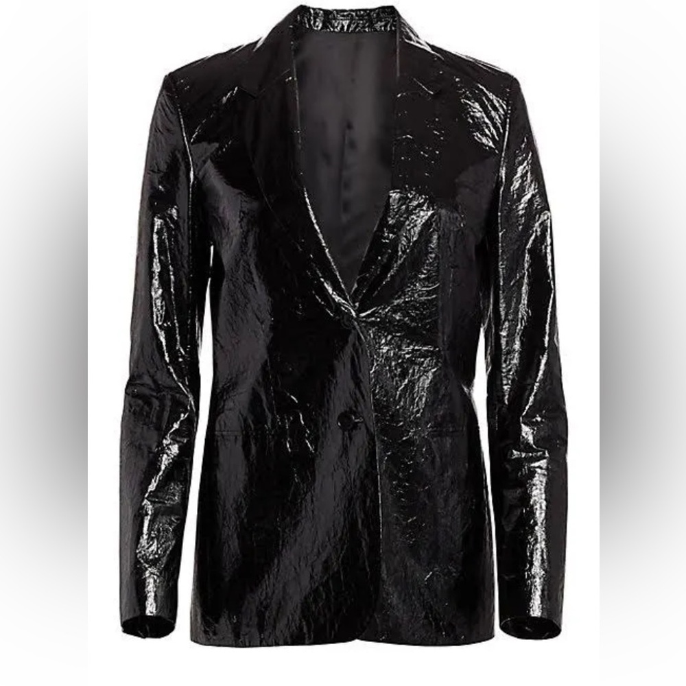 Black shiny  blazer. Women’s Helmut Lang wet-look black jacket/blazer 8 - Picture 11 of 16